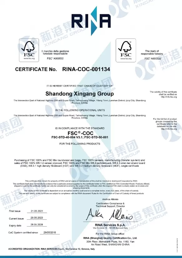 Certificat nr. Rina-COC-001134